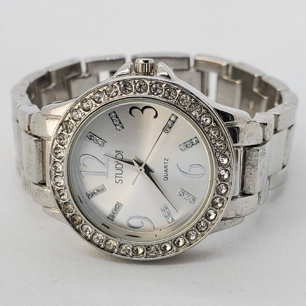 Women's Watch 32MM Crystal Bezel Gray Dial Gray Bracelet 7" New Battery‎